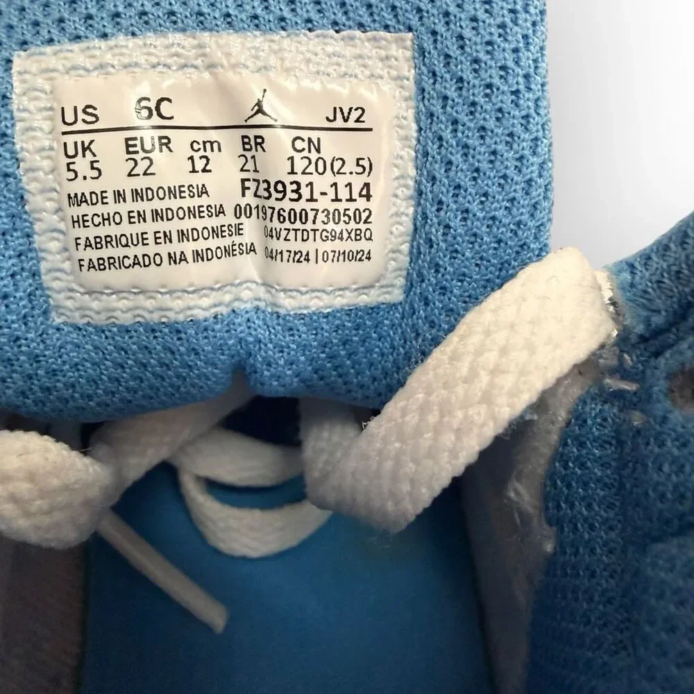 Nike Jordan 1 Mid SE TD Toddler Shoes White Legend Blue UNC FZ3931-114 size 6C